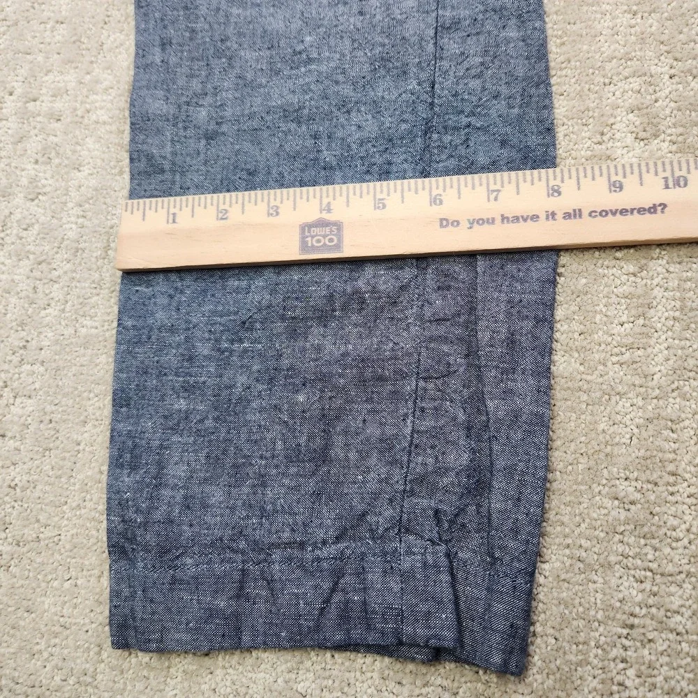 J Crew Pants Men 34x32 Sutton Chambray Linen Blend Straight Leg Blue Preppy